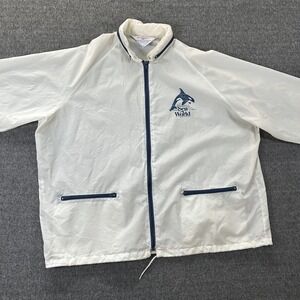 Kelvin Sportswear Vintage SeaWorld Jacket Full Zip White‎ XL 80s Windbreaker